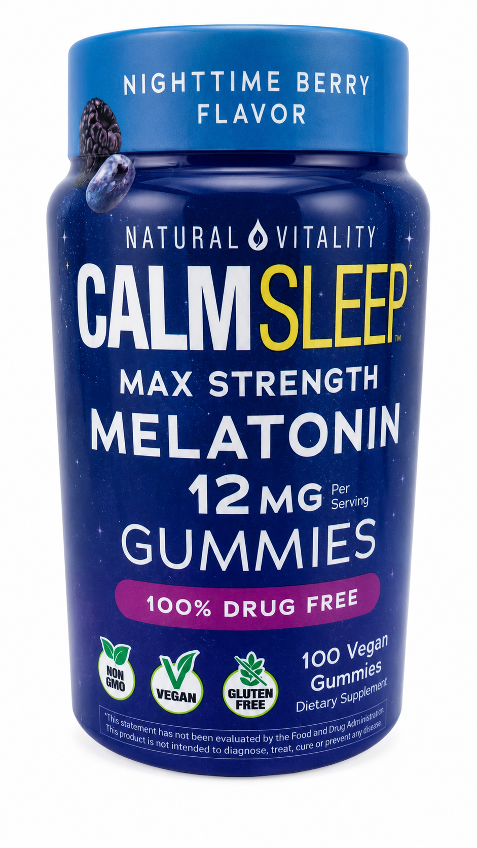 Natural Vitality Calm Sleep Max Strength Melatonin 12 mg 100 vegan gummies