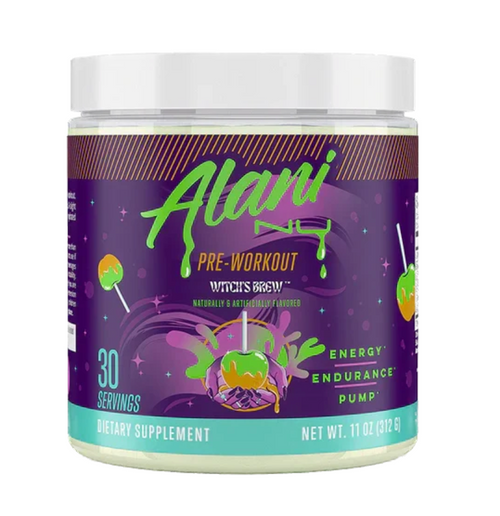Alani Nu Pre-Workout — Witch's Brew sobre fondo blanco