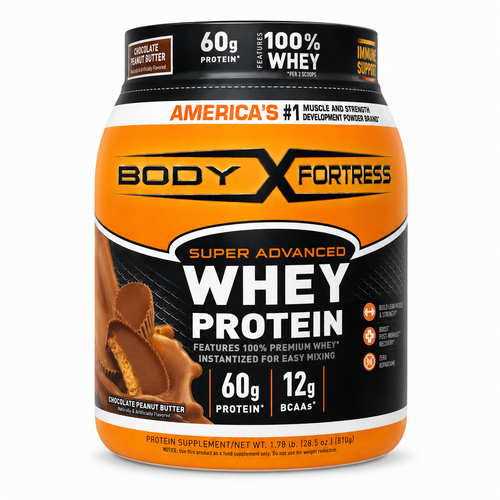 Body Fortress Chocolate Peanut Butter sobre fondo blanco