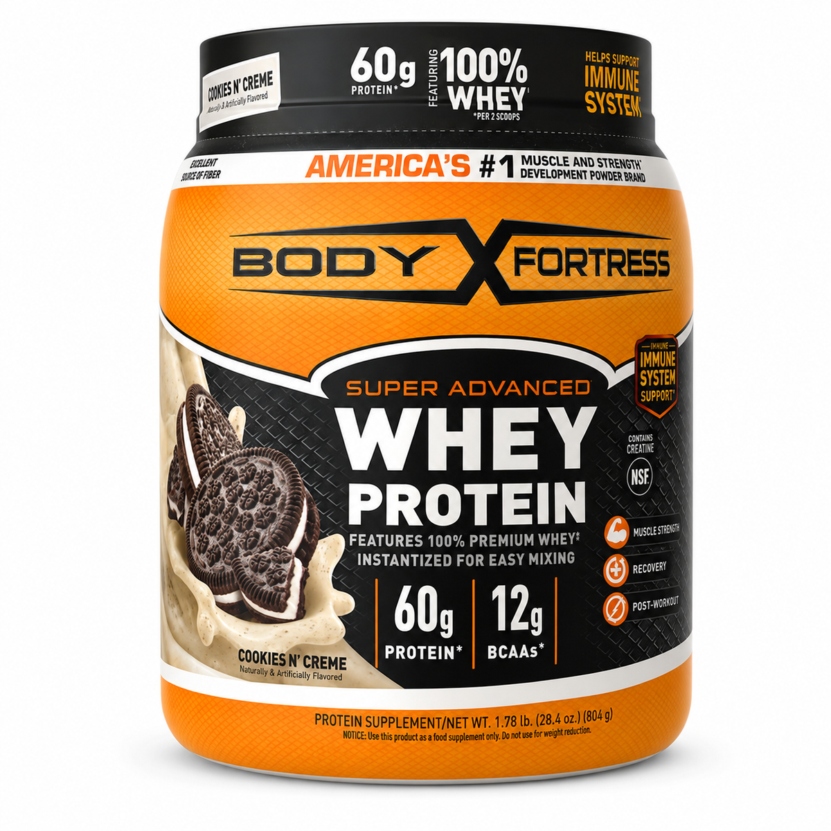 Body Fortress Cookies N Creme sobre fondo blanco