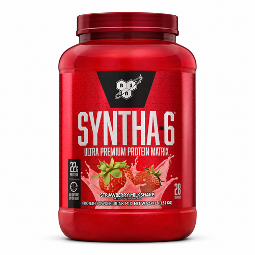 BSN Syntha-6 — Strawberry Milkshake sobre fondo blanco