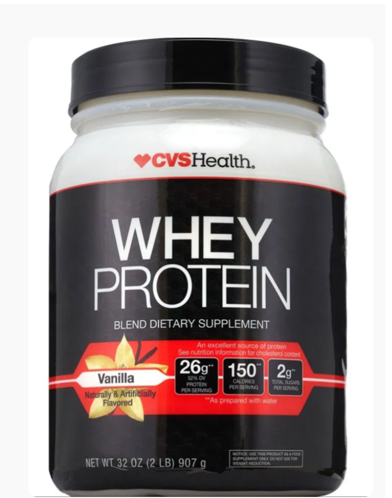 CVS Health Whey Protein — Vanilla sobre fondo blanco