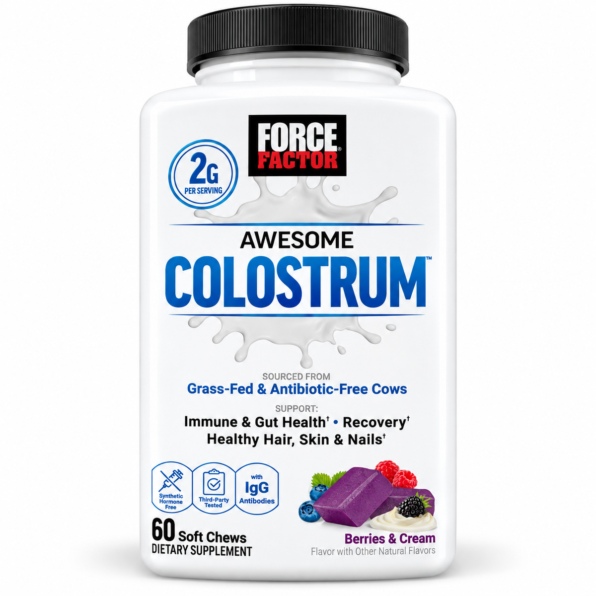 Force Factor Awesome Colostrum Berries & Cream 60 Soft Chews