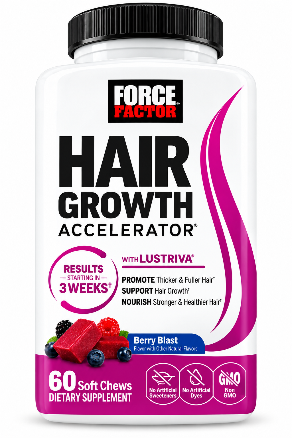 Force Factor Hair Growth Accelerator Berry Blast 60 Soft Chews