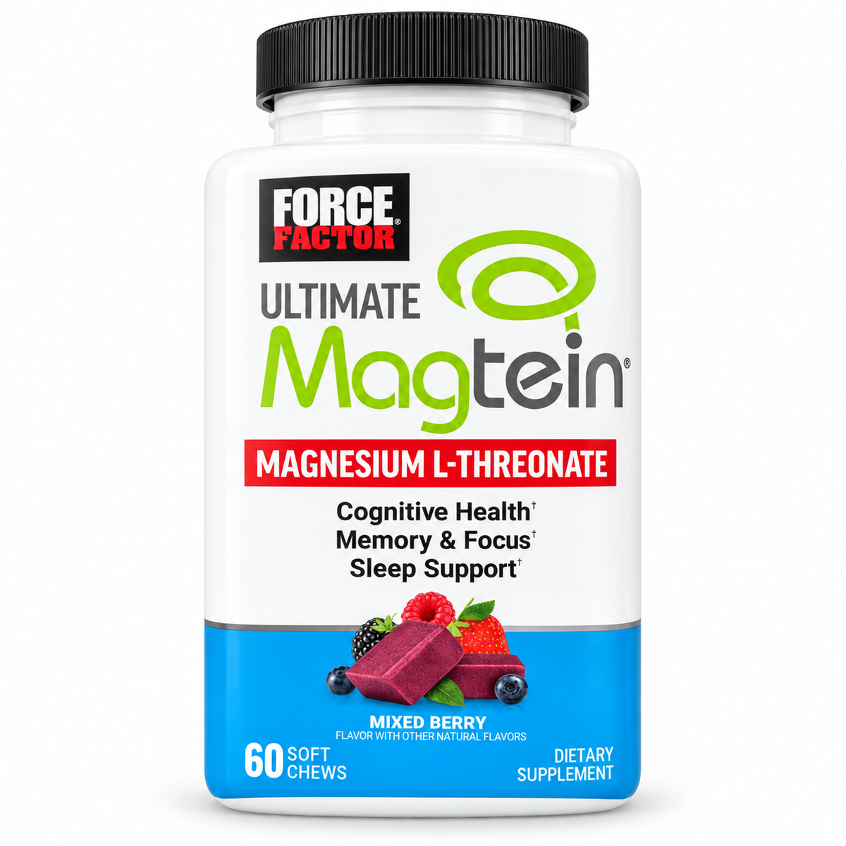 Force Factor Ultimate Magtein Magnesium L-Threonate Mixed Berry 60 Soft Chews