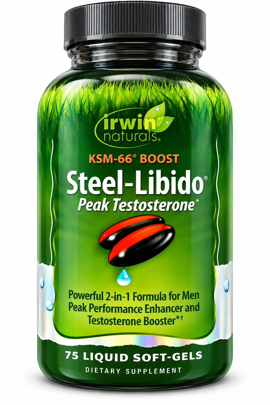 Irwin Naturals Steel-Libido Peak Testosterone KSM-66 Boost 75 Liquid Soft-Gels