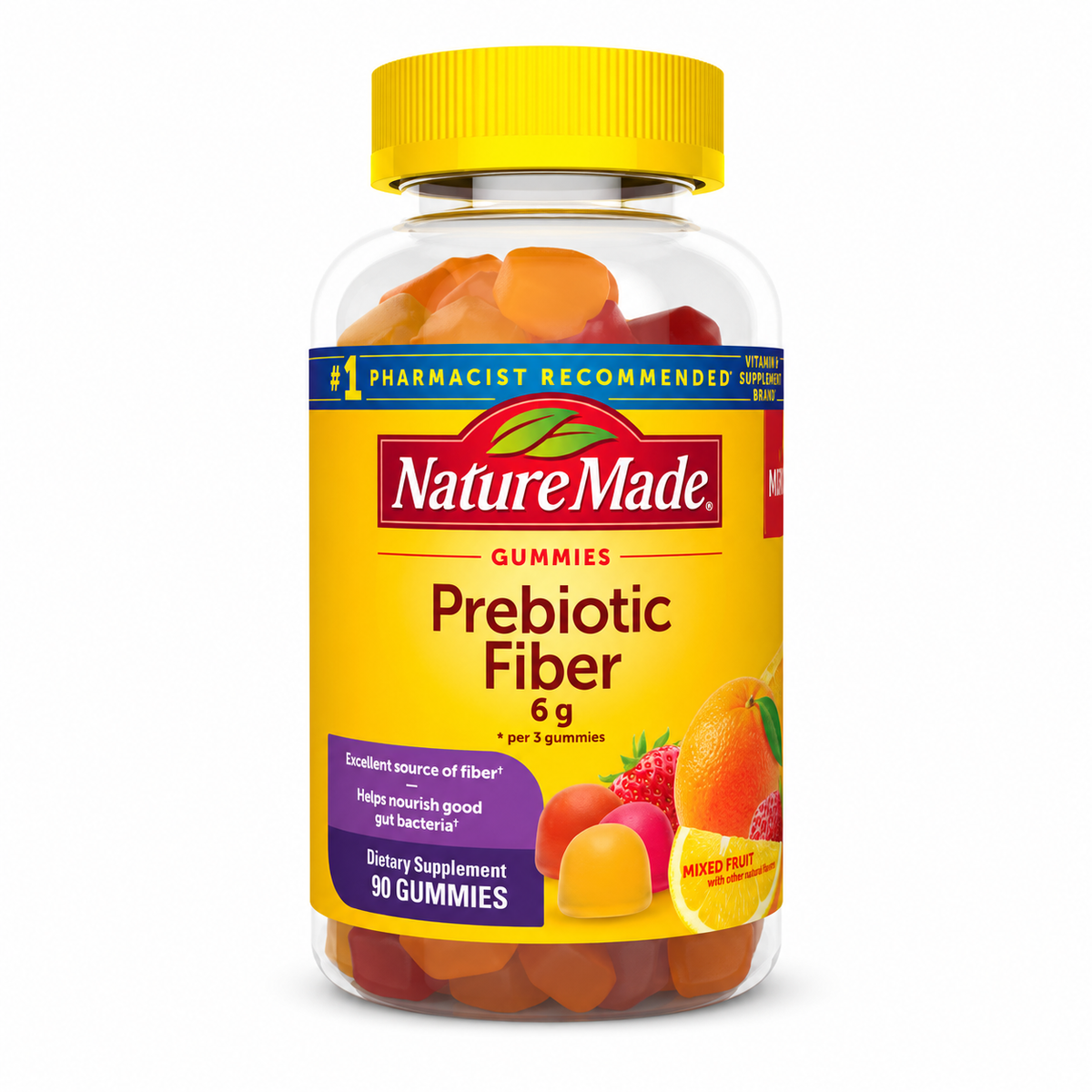 Nature Made Prebiotic Fiber 6 g sobre fondo blanco