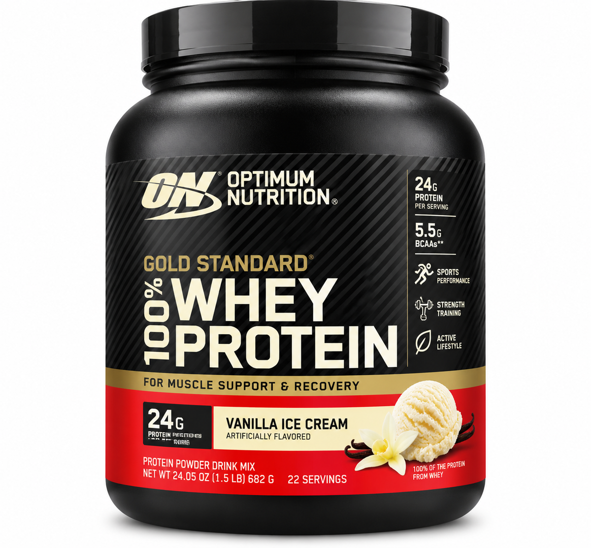 Optimum Nutrition Gold Standard 100% Whey Vanilla Ice Cream 22 servicios