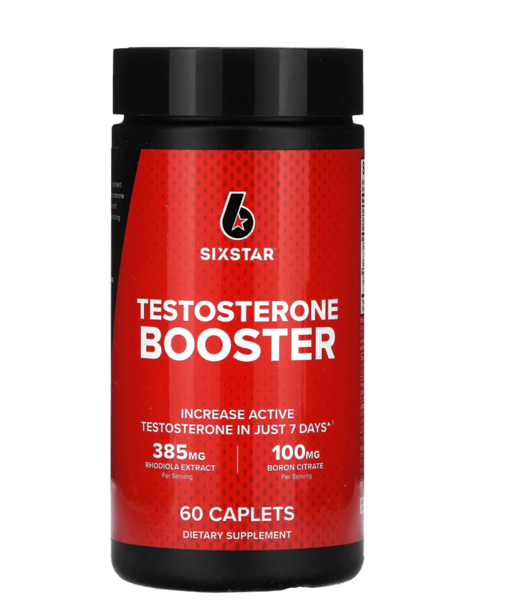 Six Star Testosterone Booster sobre fondo blanco