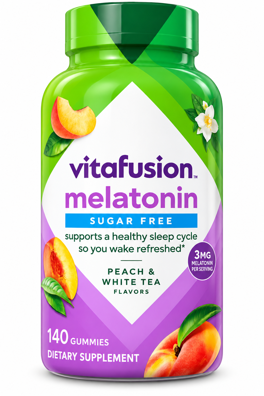 Vitafusion Melatonin Sugar Free Peach & White Tea 3 mg 140 Gummies